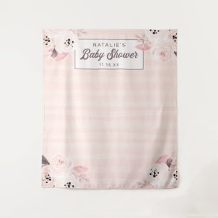 Chique Blush & Peach Bloemenfotografie Achtergrond Wandkleed