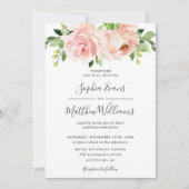 Chique Blush Roze Bloemen Groen Bruiloft Kaart (Voorkant)