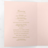 Chique Blush Roze & Gouden Bruiloft Drieluik Programma (Binnenzijde eerst)