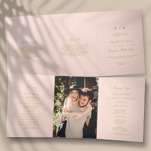 Chique Blush Roze & Gouden Bruiloft Drieluik Programma