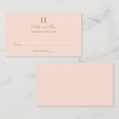 Chique Blush Roze & Gouden Bruiloft Plaatskaartje (Voorkant / Achterkant)