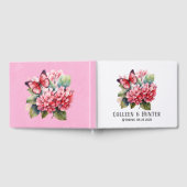 Chique Blush Roze Hydrangea Vlinder Bruiloft Gastenboek (Volledig)