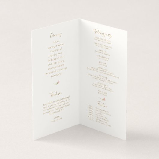 Chique Blush Roze Ivoor Vouwkaart Huwelijksprogram Kaart (Binnen)
