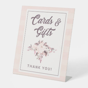Chique Blush Roze Mauve & Perzik Bloemkaarten & Ca Reclamebord Met Voetstuk