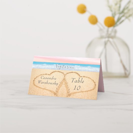 Chique Blush Roze Paarse Strand Bruiloft 2 Hart Za (Voorkant)