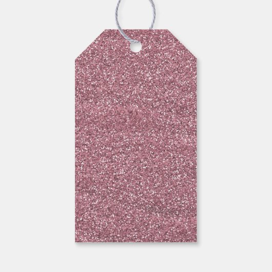 Chique Blush Roze | Roos Gold Glitter Monogram Cadeaulabel (Achterkant)