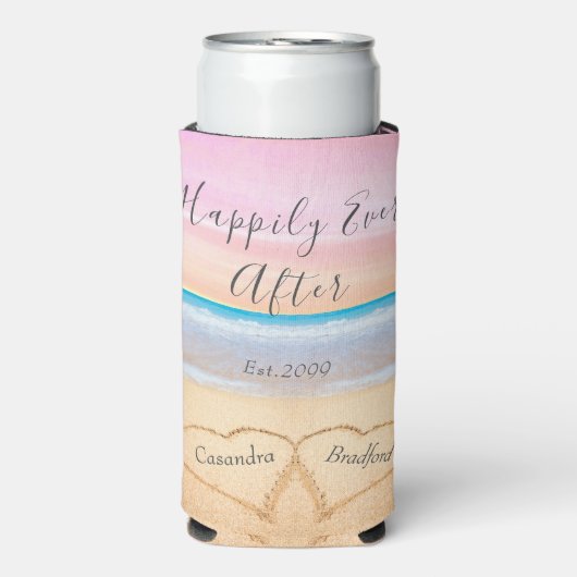 Chique Blush Roze Strand Bruiloft 2 Harten (Seltzer Voorkant)