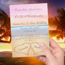 Chique Blush Roze Strand Bruiloft 2 Harten in het 