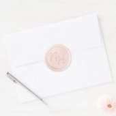 Chique Blush Roze Wax Envelop Seal Monogram Sticke Ronde Sticker (Envelop)