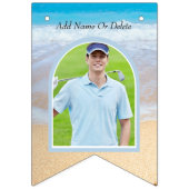 Chique Blush Roze Zonsondergang Strand Bruiloft Vlaggetjes (Eerste vlag)