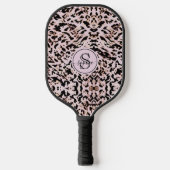 Chique Blush Roze Zwart Goud Luipaard Print Meisje Pickleball Paddle (Voorkant)