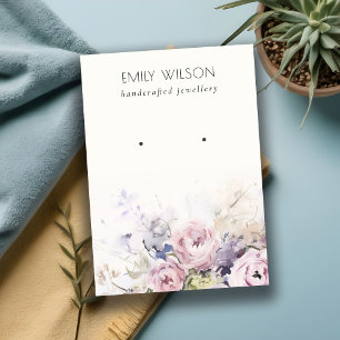 Chique Blush Rozen Waterverf Bloemen Oorbel Displa Visitekaartje