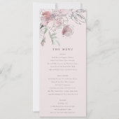 Chique Blush Watercolor Bloemen Bruiloftsmenu Kaar Kaart (Voorkant)