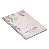 Chique Blush Waterverf Floral Monogram Aangepaste Notitieboek (Rechterzijde)