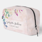 Chique Blush Waterverf Floral Monogram Aangepaste  Toilettasje (Rechterhoek)