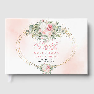 Chique Boheemse Blush Bloemachtig Bruiloftsfeest G Gastenboek