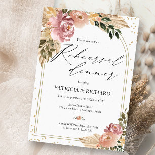 Chique Boho Bloemendiner voor de huwelijksrepetiti Kaart
