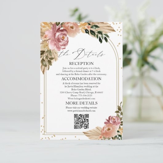 Chique Boho Bruiloft Details Behuizing Kaarten (Staand voorkant)