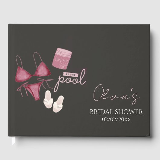 Chique boho bruiloft zwembadfeest gastenboek (Voorkant)