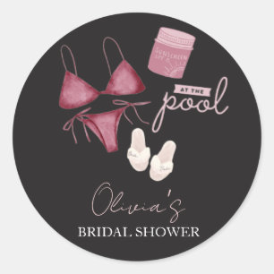 Chique boho bruiloft zwembadfeest ronde sticker