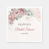 Chique boho roze pioenrozen eucalyptus bruidsdouch servet (Voorkant)