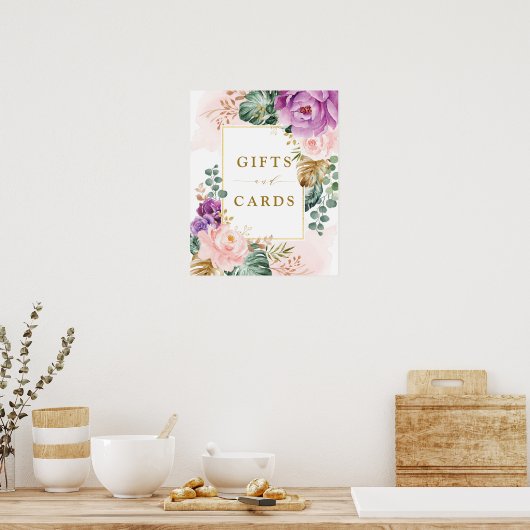 Chique Boho Tropische Bloem Bruiloftkaarten & Cade Poster (Keuken)