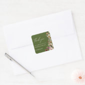Chique Boho Wildflower Rustiek Mos Groen Bruiloft Vierkante Sticker (Envelop)