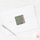 Chique Boho Wildflower Rustieke Sage Groene Bruilo Vierkante Sticker (Envelop)
