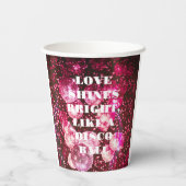 Chique Bold Roze Glitter Retro Disco Ballen Bruilo Papieren Bekers (Achterkant)