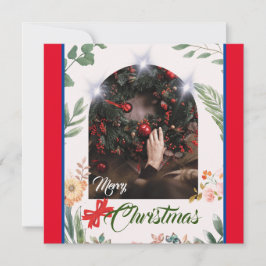 Chique boog foto typografie vrolijk kerstfeest feestdagenkaart