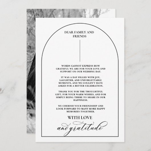 Chique boog modern stijlvol elegant bedankkaart (Voorkant / Achterkant)