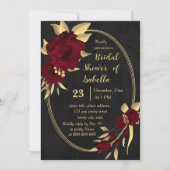 Chique bordeaux en goud zwart vrijgezellenfeest kaart (Voorkant)