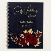 Chique bordeaux en gouden marine bruiloft planner (Voorkant)