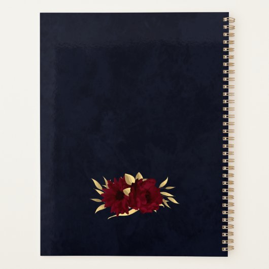 Chique bordeaux en gouden marine bruiloft planner (Achterkant)