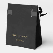 Chique bordeaux en gouden zwarte bruiloft bedankdoosjes (Achterkant)