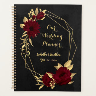 Chique bordeaux en gouden zwarte bruiloft planner