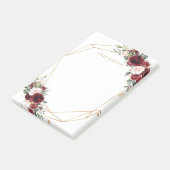 Chique bordeaux rood blush roze bloemig goud geome post-it® notes (Schuin)