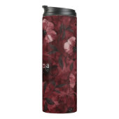 Chique bordeauxrode bloemrijke bruidsdouche thermosbeker (Geroteerd rechts)