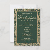 Chique bos groen goud glitter bloemig Afstuderen Kaart (Voorkant)