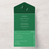 Chique bos groene bruiloft all in one uitnodiging (Binnen)