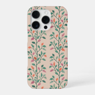 Chique botanische elegante bladstreep op blozend r iPhone 16 pro hoesje