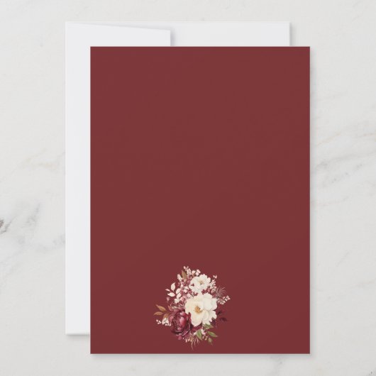 Chique Bourgogne Bloemen Bruiloft uitnodiging (Achterkant)