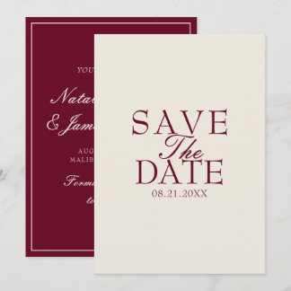 Chique Bourgogne Crème Oud Geld Retro Bruiloft Save The Date