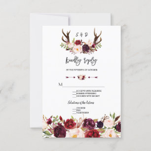 Chique Bourgondië Bloem Hoorntjes Handgeschreven R RSVP Kaartje