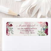 Chique Bourgondië Blush Roze Bloemige Groene Huwel Etiket (Insitu)