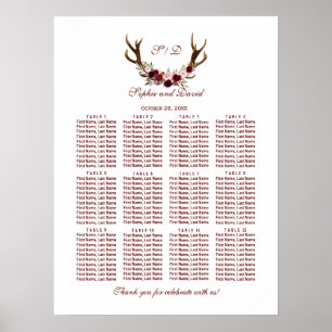 Chique Bourgondië Marsala Bloemstuk Stoelenplatteg Poster