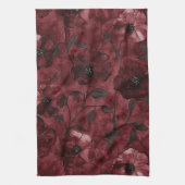 Chique Bourgondisch rode bloem bruiloftsdouche Theedoek (Verticaal)