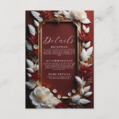 Chique Bourgondische bloemen met gouden Lijst Deta Informatiekaartje (Voorkant)