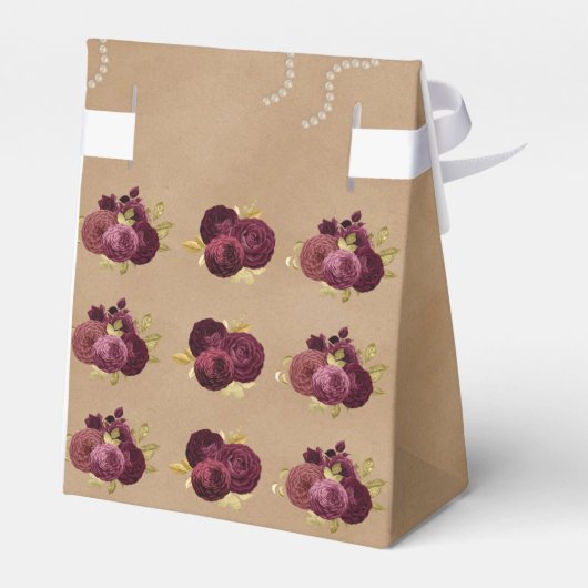 Chique Bourgondische Engelse Rozen Quinceañera Mas Bedankdoosjes (Achterkant)