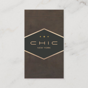 Chique boutique faux bruin suède diamant embleem visitekaartje